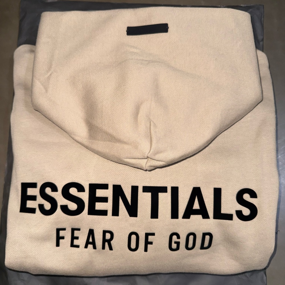 Fear of God Essentials Beige Hoodie